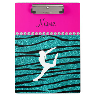 Porte-bloc Nom gymnaste turquoise parties scintillant zèbre r