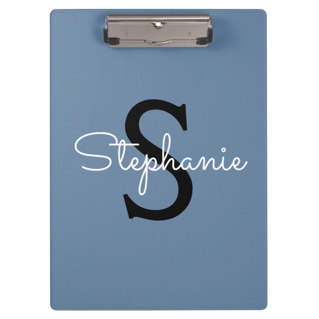 Porte-bloc Nom Monogramme Bleu  (Devant)