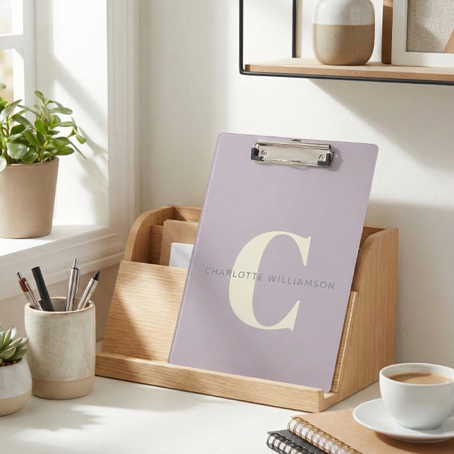 Porte-bloc Nom Monogramme élégant Professionnel Dusty Lilac (Créateur téléchargé)