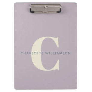 Porte-bloc Nom Monogramme élégant Professionnel Dusty Lilac