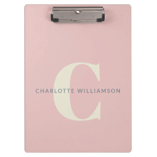 Porte-bloc Nom Monogrammé Élégant Rose Pâle Professionnel