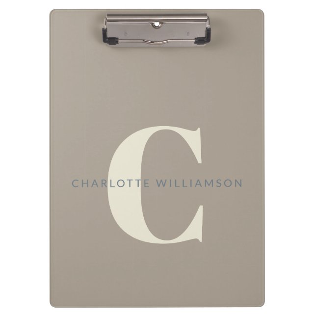 Porte-bloc Nom Monogrammé élégant Taupe Professionnelle Brown (Devant)