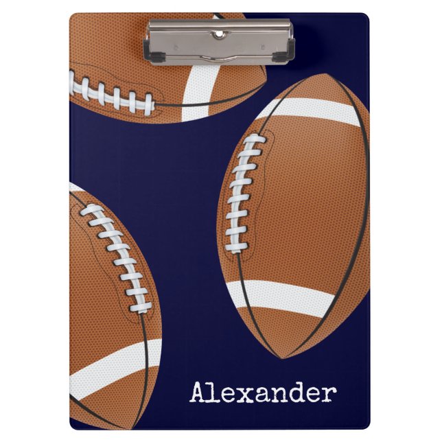 Porte-bloc Nom monogramme Football Marine Blue Planner (Devant)