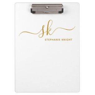 Porte-bloc Nom monogramme Gold Script Professional