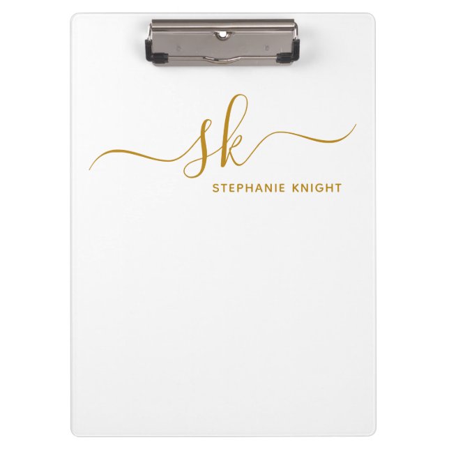 Porte-bloc Nom monogramme Gold Script Professional (Devant)