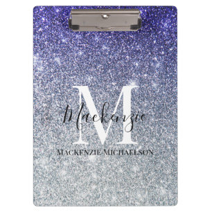 Porte-bloc Nom Monogramme Pailleté Dégradé Violet Argent Fémi