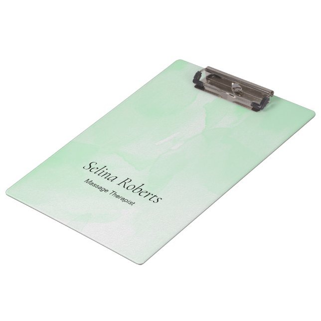Porte-bloc Nom personnalisé aquarelle verte (Incliné)