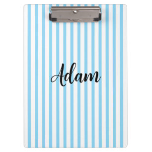 Porte-bloc Nom personnalisé avec rayures bleues et blanches e