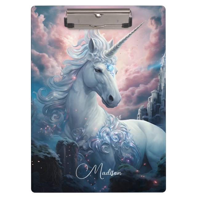 Porte-bloc Nom personnalisé belle licorne (Devant)