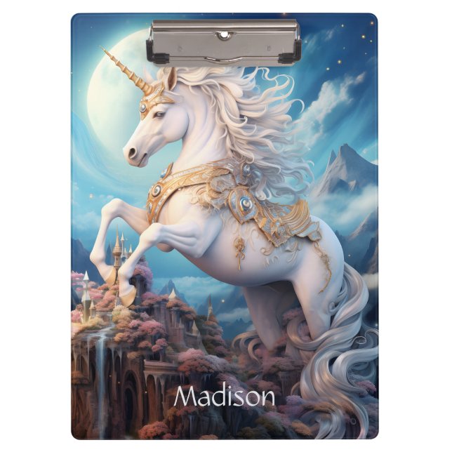 Porte-bloc Nom personnalisé belle licorne (Devant)