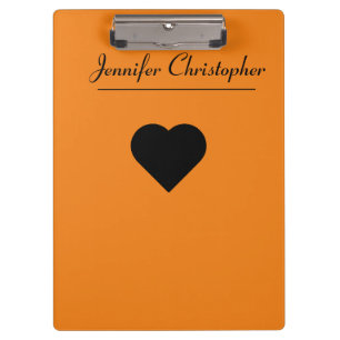 Porte-bloc Nom personnalisé Cute moderne Script Orange love