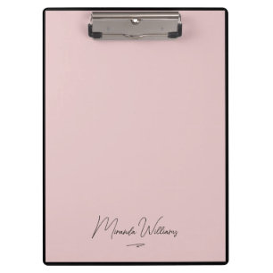 Porte-bloc Nom personnalisé minimaliste de couleur rose pâle