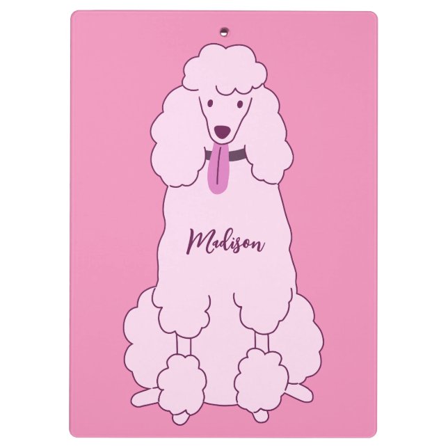 Porte-bloc Nom personnalisé Poodle rose (Dos)