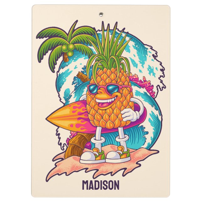 Porte-bloc Nom personnalisé Surfing Pineapple (Dos)