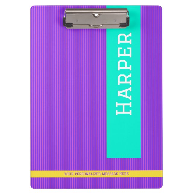 Porte-bloc Nom personnalisé tendance violet (Devant)