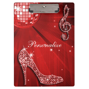 Porte-bloc Note rouge scintillante de musique et talon stylet