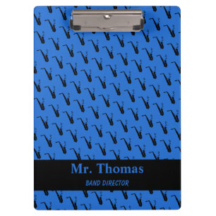 Porte-bloc Notes de musique saxophone Bleu personnalisé