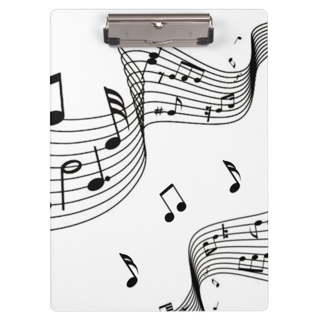 Porte-bloc Notes de musique sur blanc  (Devant)