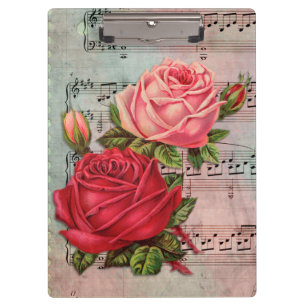 Porte-bloc Notes musicales et Roses vintages