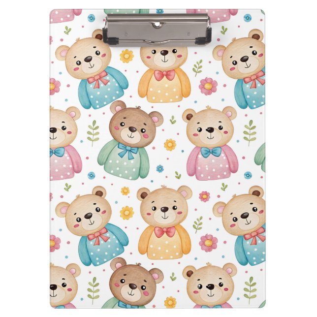 Porte-bloc Nounours et fleurs (Devant)