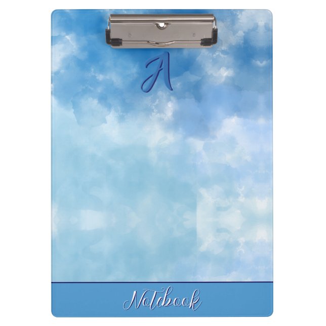 Porte-bloc Nuage aquarelle ciel bleu doux (Devant)