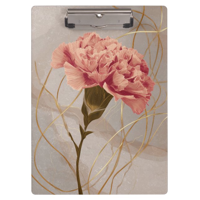 Porte-bloc Œillet Rose Blush Floral Or (Devant)