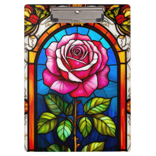 Porte-bloc Œuvre d'art élégante en verre coloré d'une rose vi