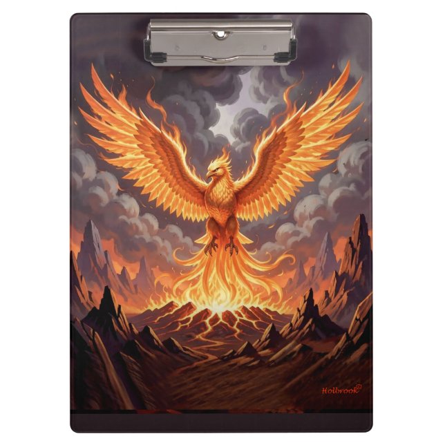 Porte-bloc Œuvre d'art murale triptyque Phoenix Majestique (Devant)