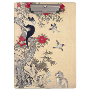 Porte-bloc Oiseaux, chat et chien, Itō Jakuchū