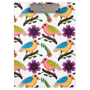Porte-bloc Oiseaux colorés mignons Motif floral