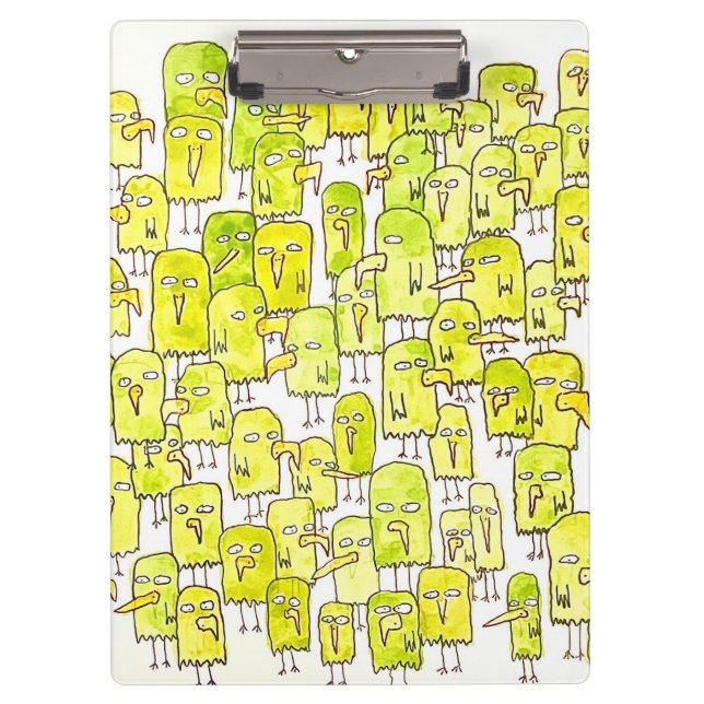 Porte-bloc Oiseaux de dessin animé verts drôles (Devant)