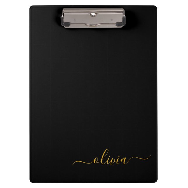 Porte-bloc Or moderne en or noir Monogramme Nom (Devant)