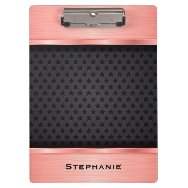 Porte-bloc Or rose avec étoiles noires Monogramme Arrière - p (Devant)