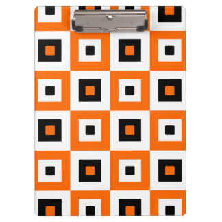 Porte-bloc Orange Black White Checkered Squares Pattern