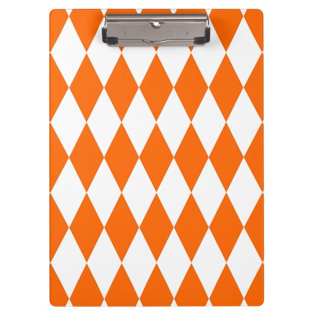 Porte-bloc Orange blanc Arlequin Diamants Checkers Design (Devant)