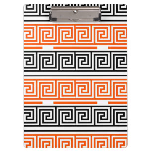Porte-bloc Orange Blanc Noir Clé grecque Fret Motif Design