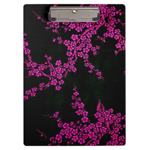 Porte-bloc Oriental floral japanais cerisier fleur noir rose