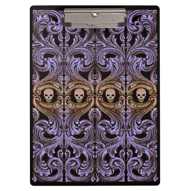 Porte-bloc Ornement Violet Gothique Avec Crâne (Devant)