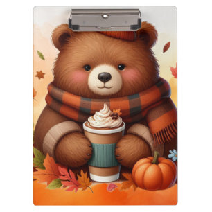 Porte-bloc Ours d'automne rustique/vintage