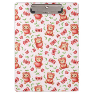 Porte-bloc Ours en cérise mignon et motif sans couture de fru