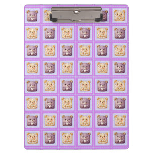 Porte-bloc Ours en pain d'épice patchwork lavande myrtille mi
