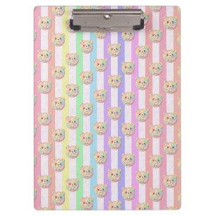 Porte-bloc Ours en peluche arc-en-ciel pastel mignon et rayur