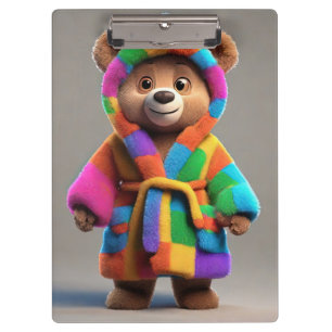 Porte-bloc Ours en robe colorée