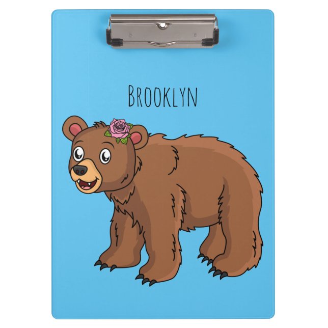 Porte-bloc Ours mignon avec dessin animé sur les fleurs (Devant)