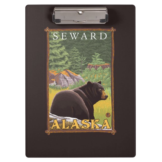 Porte-bloc Ours noir dans la forêt - Seward, Alaska (Devant)