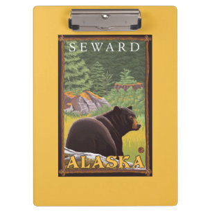 Porte-bloc Ours noir dans la forêt - Seward, Alaska