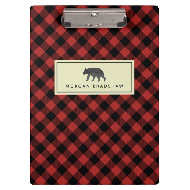Porte-bloc Ours Noir Plaid Buffalo Personnalisé (Devant)