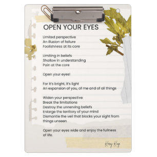 Porte-bloc Ouvrez vos yeux Poème Inspirant Poème Poésie