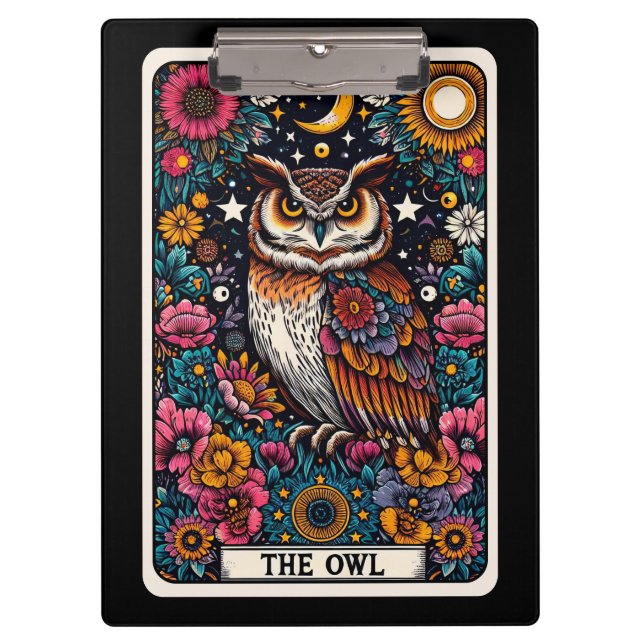 Porte-bloc Owl Tarot Card – Mystical Wisdom (Devant)