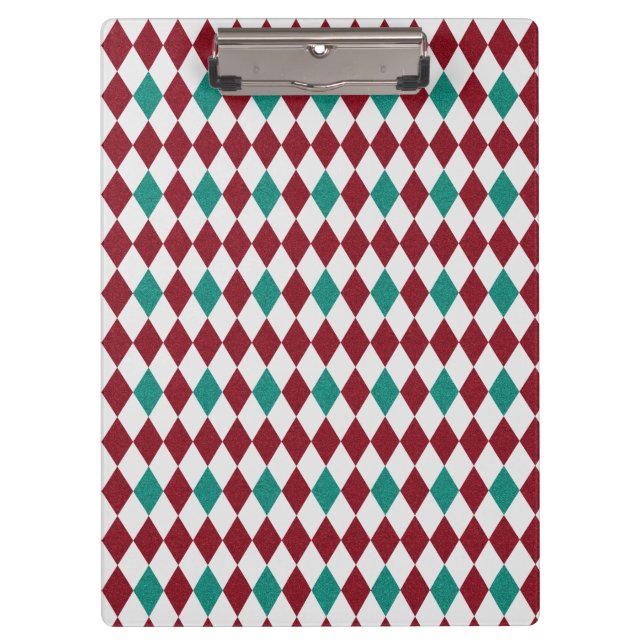 Porte-bloc Paillettes diamant rouges et bleues (Devant)
